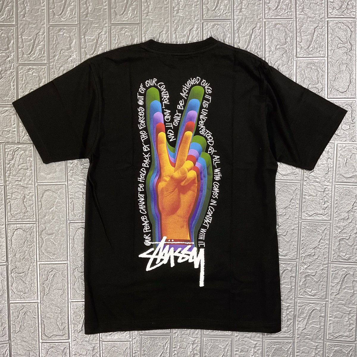 Vintage Stussy Peace Sign Tee Black | Grailed