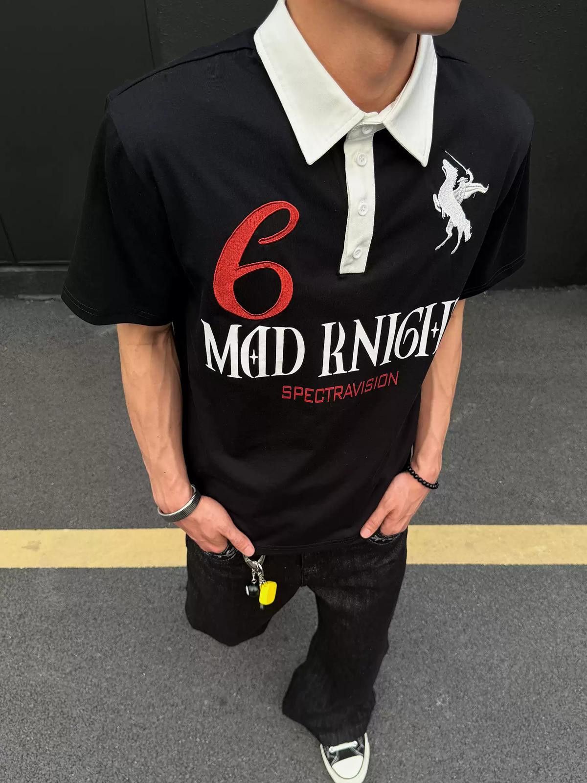Other Contrast Letter Embroidered Polo Tee | Navy 100% Cotton Size US M / EU 48-50 / 2 - 3 Thumbnail