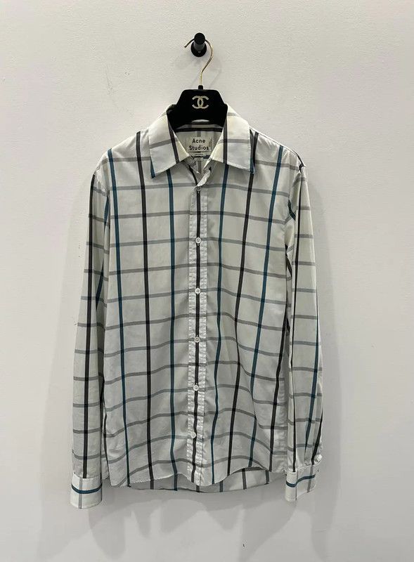 Acne Studios Acne Studios White Checked Long Sleeve Shirt Size US S / EU 44-46 / 1 - 1 Thumbnail