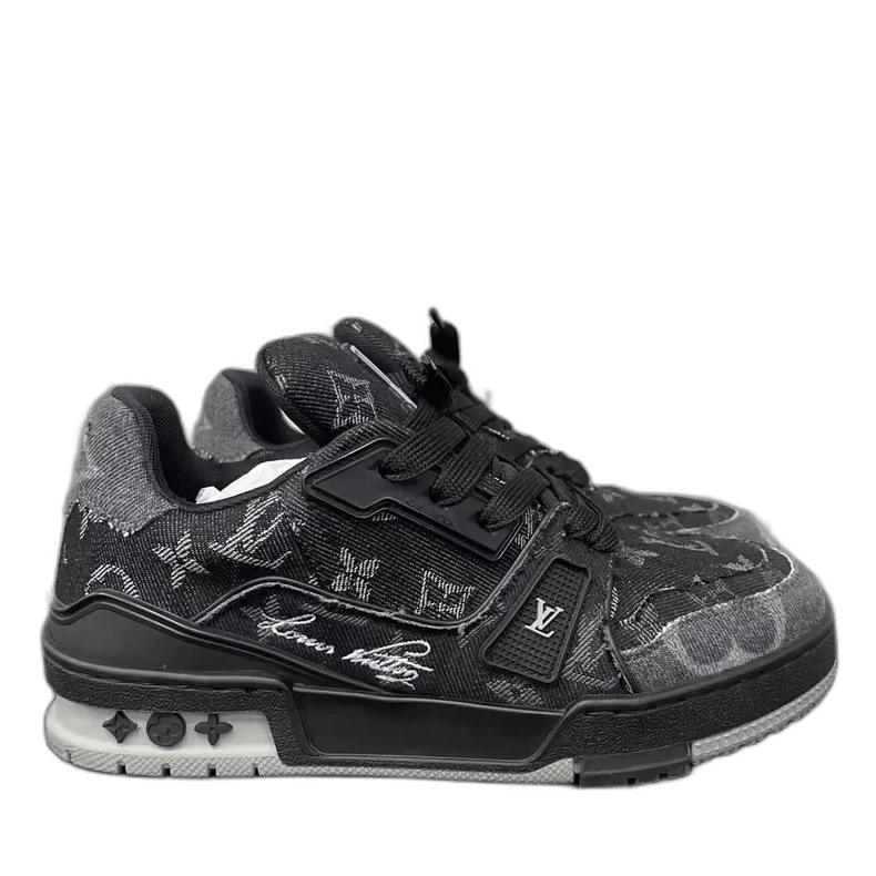 Louis Vuitton Louis Vuitton LV Trainer Black Denim Sneakers-yf Size US 5.5 / EU 38 - 1 Thumbnail