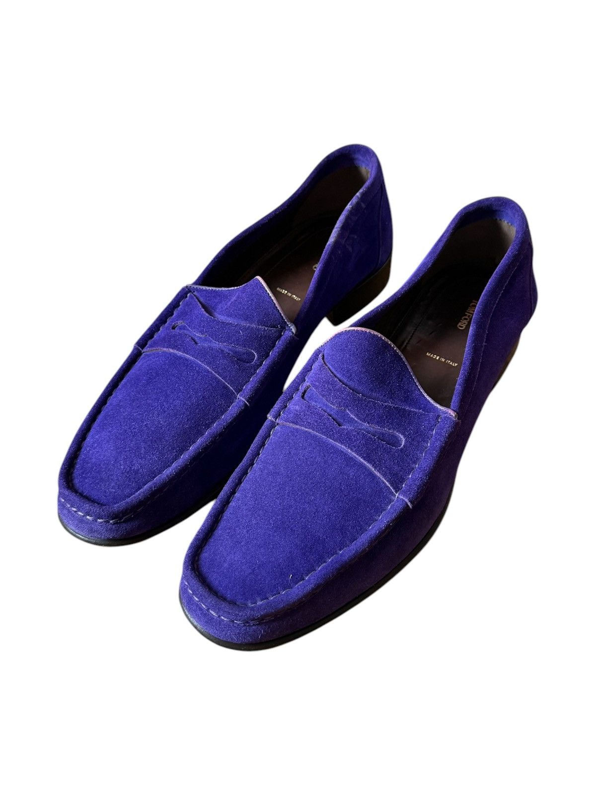 Tom Ford Purple Velvet Suede Slip In Loafers Size US 11 / EU 44 - 1 Thumbnail