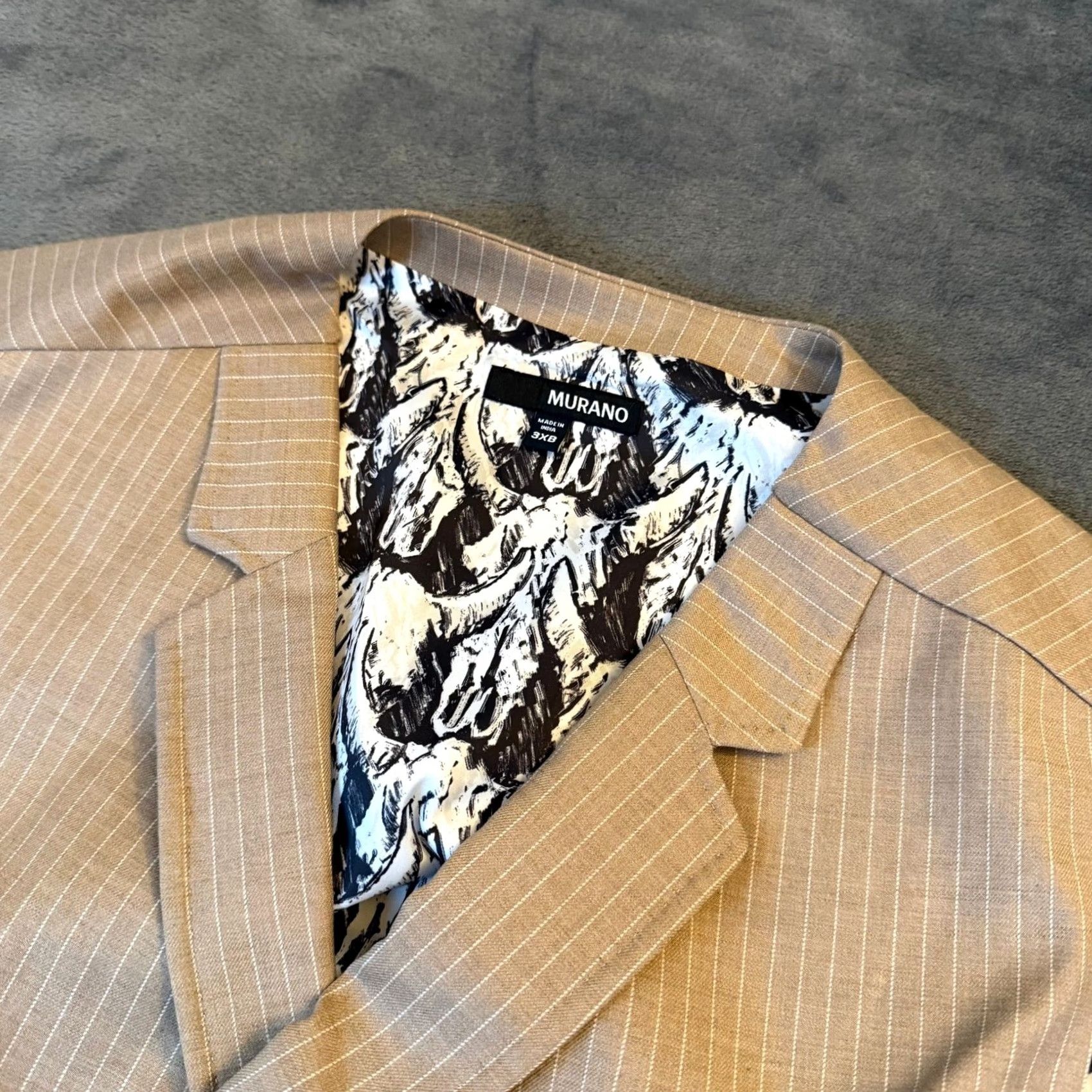 Murano VINTAGE Murano Pinstripe Dress Vest Mens 3XB Beige Double Breasted Big Man NWT Size US XXL / EU 58 / 5 - 2 Thumbnail