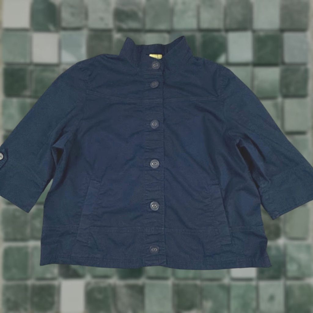 Eddie Bauer Eddie Bauer Blue Lightweight Button Up Jacket Collared 3/4 Sleeve Shacket XL Womens Spring Casual Workwear Jacket Size XL / US 12-14 / IT 48-50 - 1 Thumbnail