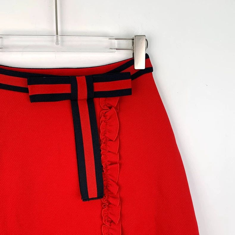 Gucci Gucci SizeXS Red bow tie striped webbing lace casual knitte Size 40" / US 18 - 3 Thumbnail