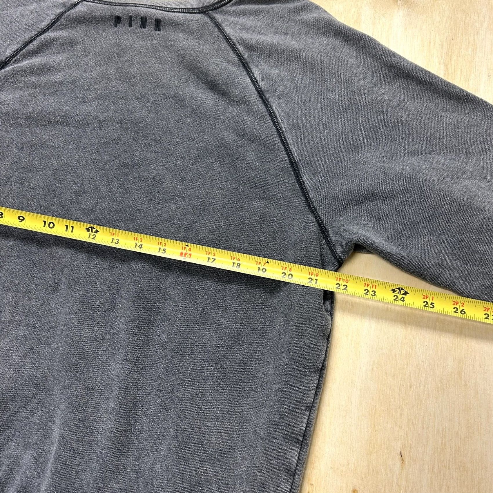 Pinko PINK Victoria's Secret Sweatshirt Womens M Gray Stone Wash Crewneck Fleece Pullover Raglan Logo Embroidered Size M / US 6-8 / IT 42-44 - 7 Thumbnail