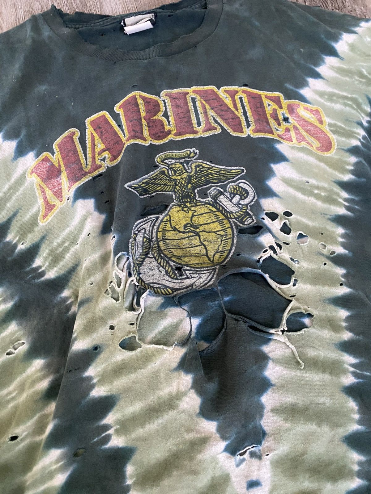 Vintage Thrashed Vintage Marines Tee Size US XL / EU 56 / 4 - 2 Thumbnail