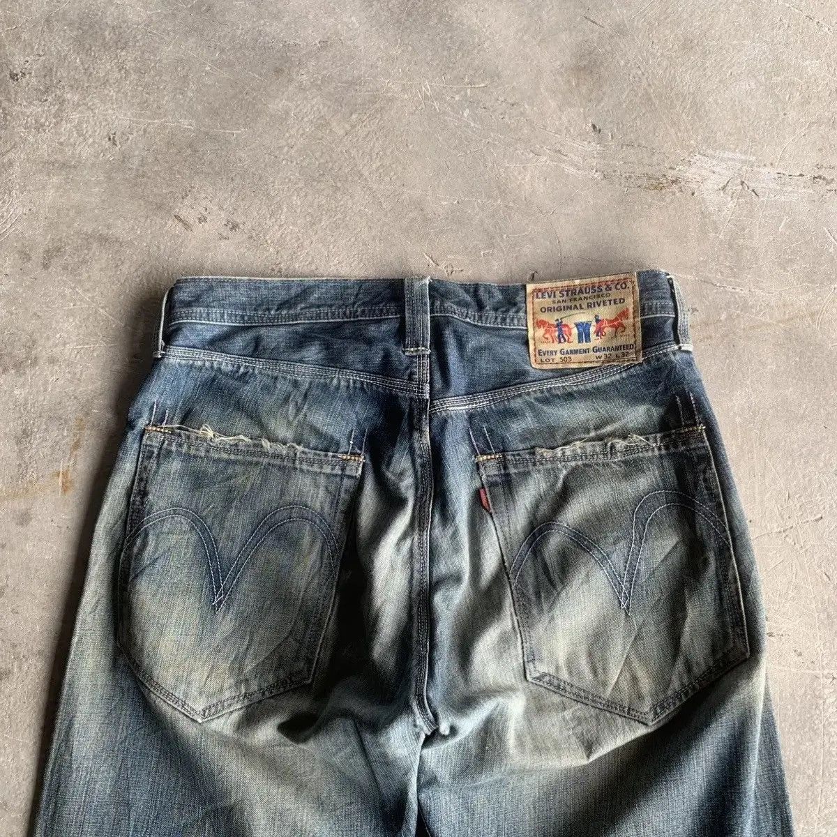 Levi's Levi’s 503XX Jeans Mudwash 32x31 Distressed Denim Pants Size US 32 / EU 48 - 15 Thumbnail