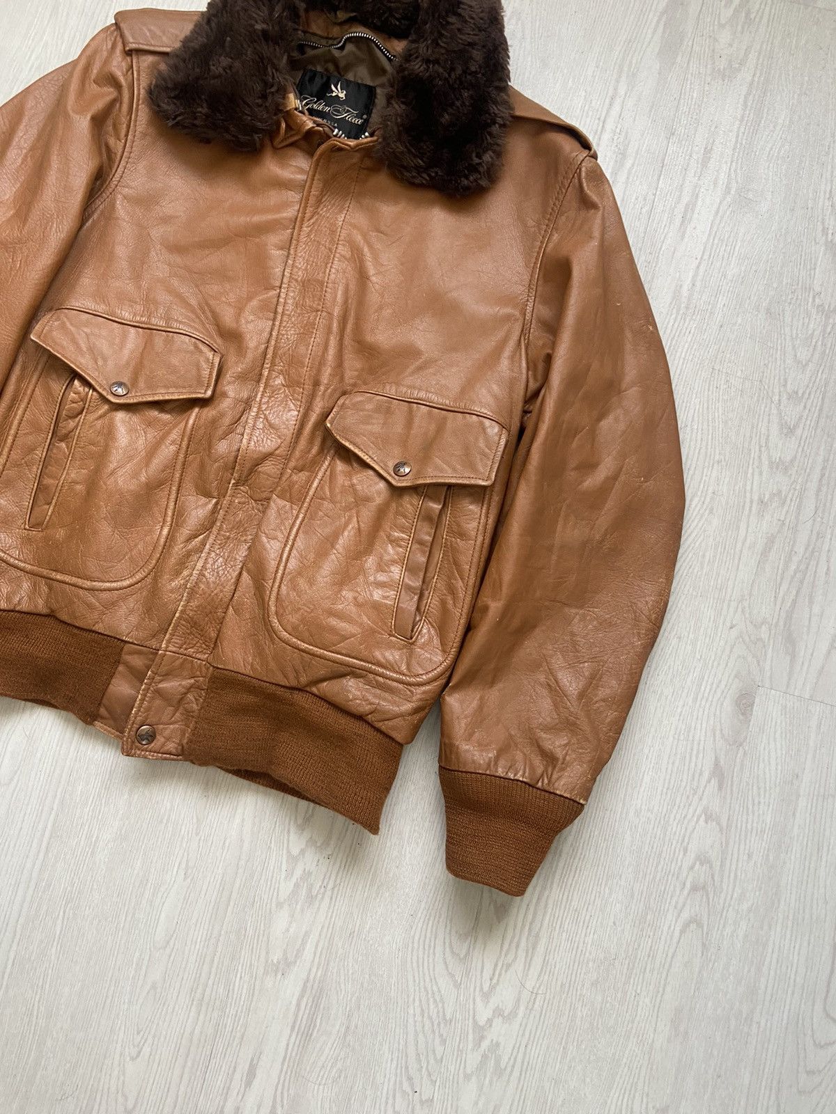 Craftsman Vintage 1970’s Golden Fleece A2 Fur Leather Jacket Size US M / EU 48-50 / 2 - 2 Thumbnail