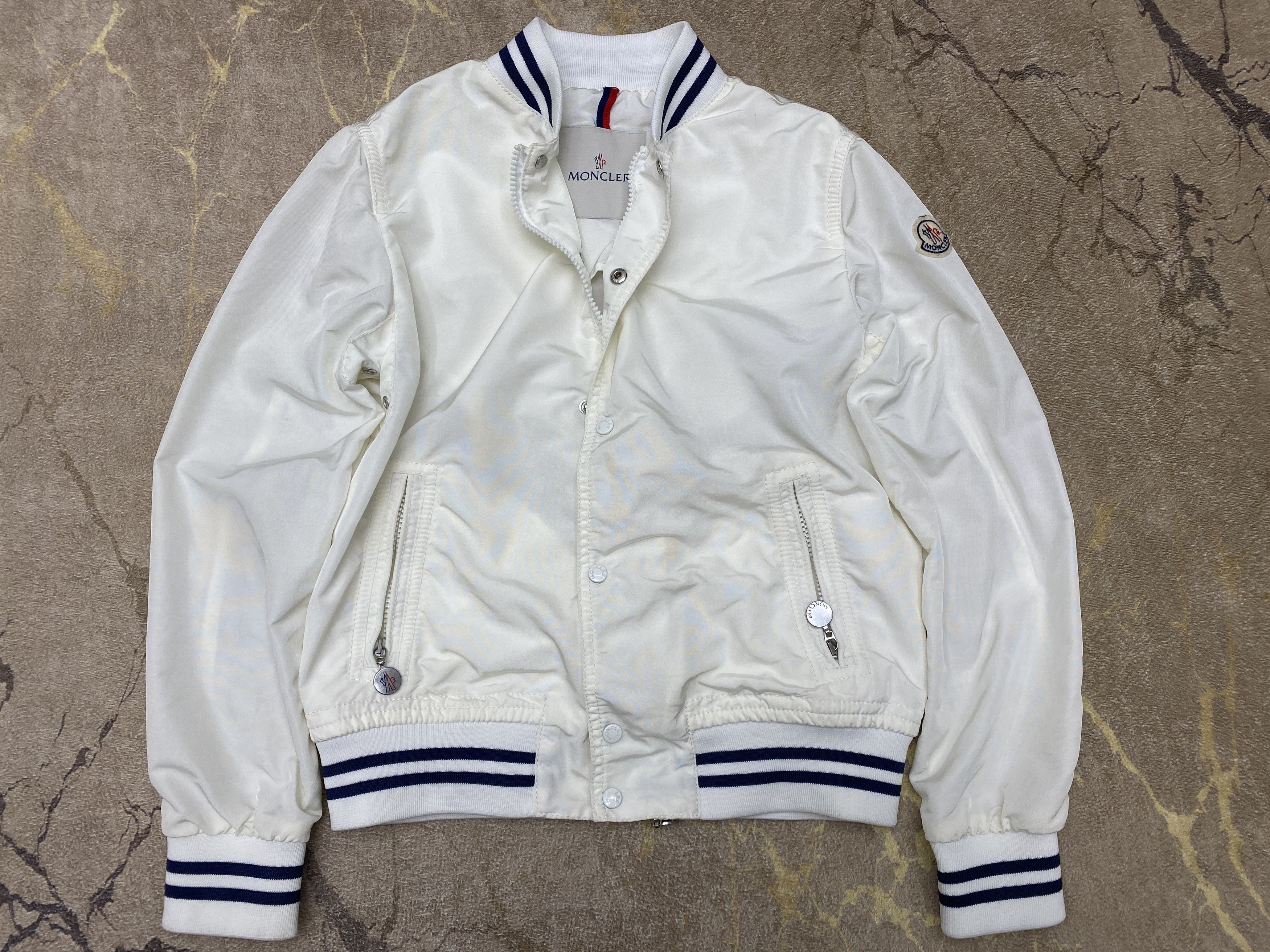 Image of Kids Moncler Light Varsity Jacket Junior Size 12 Years 152Cm in White