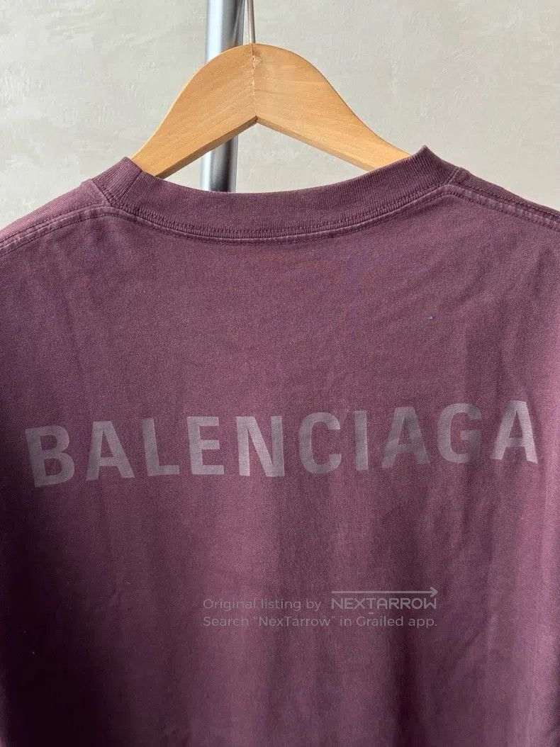 Balenciaga Balenciaga Wine Red Front and Back Letter Printed Short Sl Size US XS / EU 42 / 0 - 3 Thumbnail