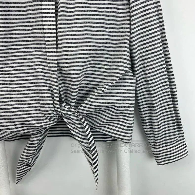 Chanel Chanel Logo Stripe Tie Waist Shirt. Size US S / EU 44-46 / 1 - 5 Thumbnail