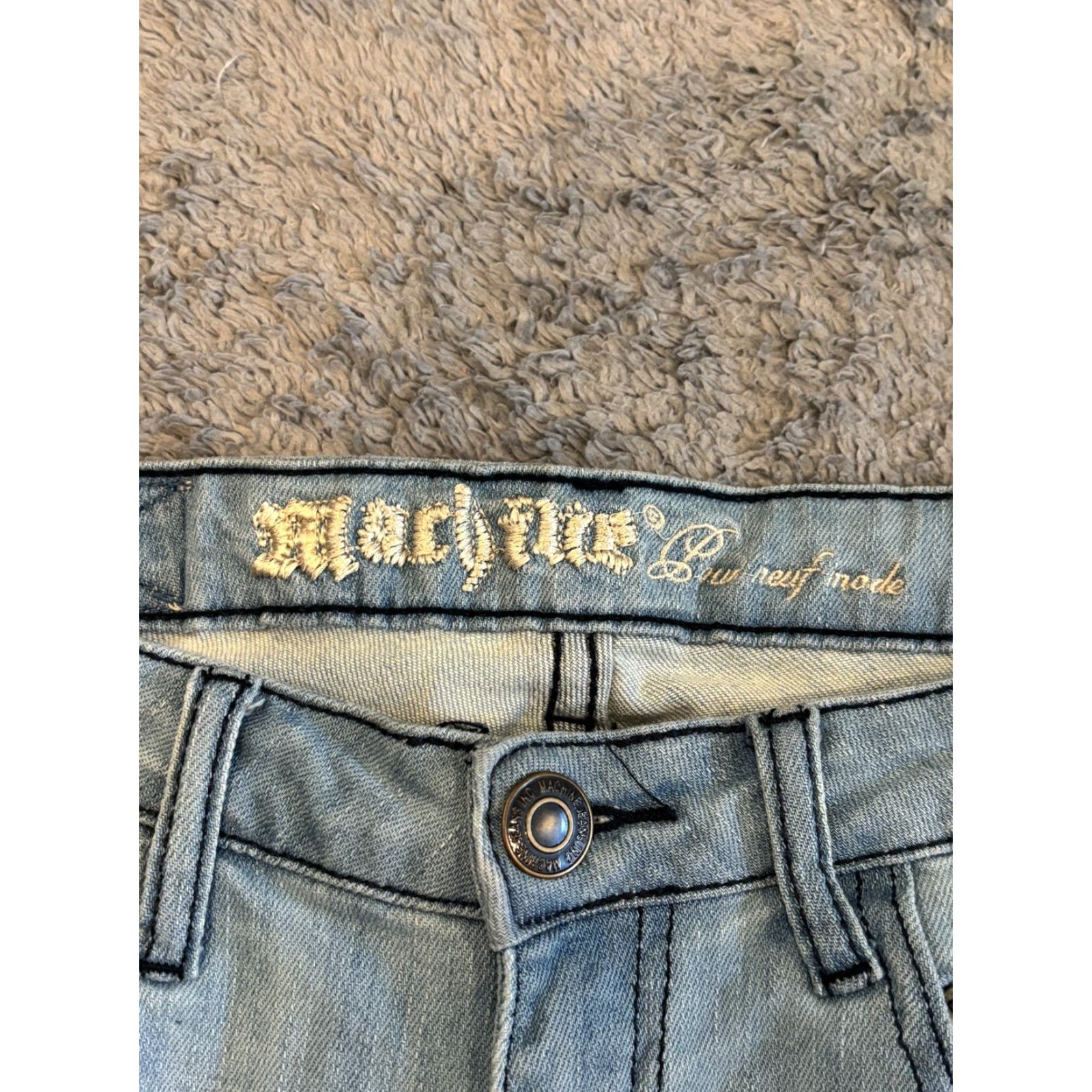 Toy Machine VINTAGE Machine Jeans Womens 29 Light Wash Blue Denim Distressed Skinny Fit Raw Hem Size 29" - 2 Thumbnail