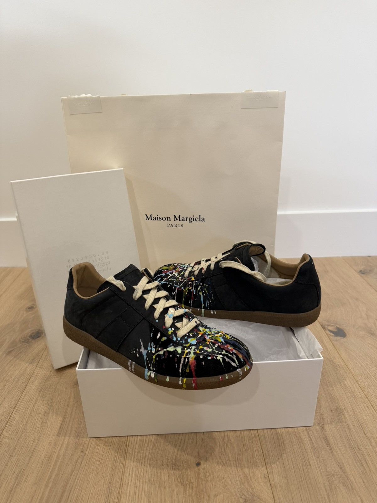 Maison Margiela Maison Margiela GAT Replica Black Paint Splatter Size US 9 / EU 42 - 1 Thumbnail