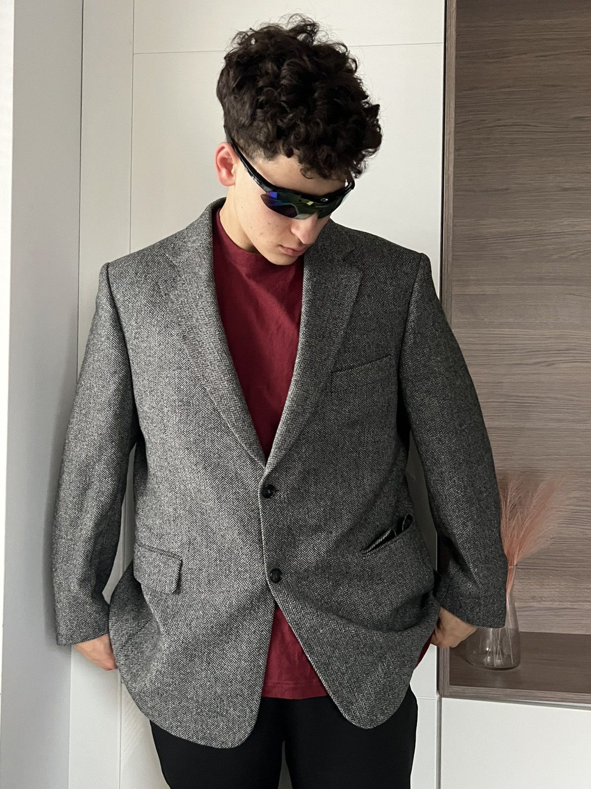 Burberry ‼️Vintage Burberry’s Virgin Wool / Viscose 90s Luxury Blazer Size 44R - 4 Thumbnail