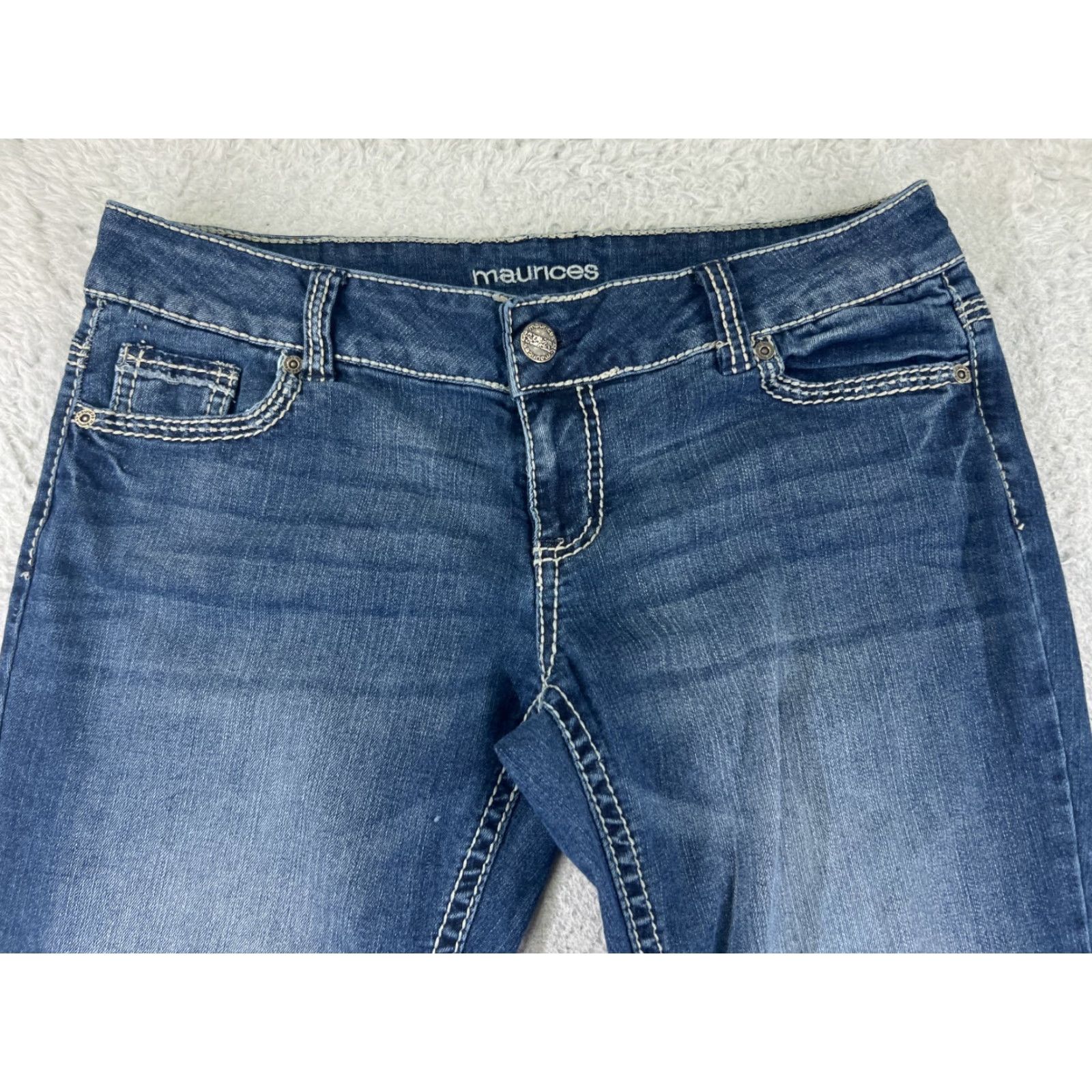 Vintage Maurices Jeans Women 9 Blue Denim Bootcut Low Rise 32x28 Cotton 5-Pocket Denim Stretch Jeans Mens No? Wait. Size 30" / US 8 / IT 44 - 4 Thumbnail