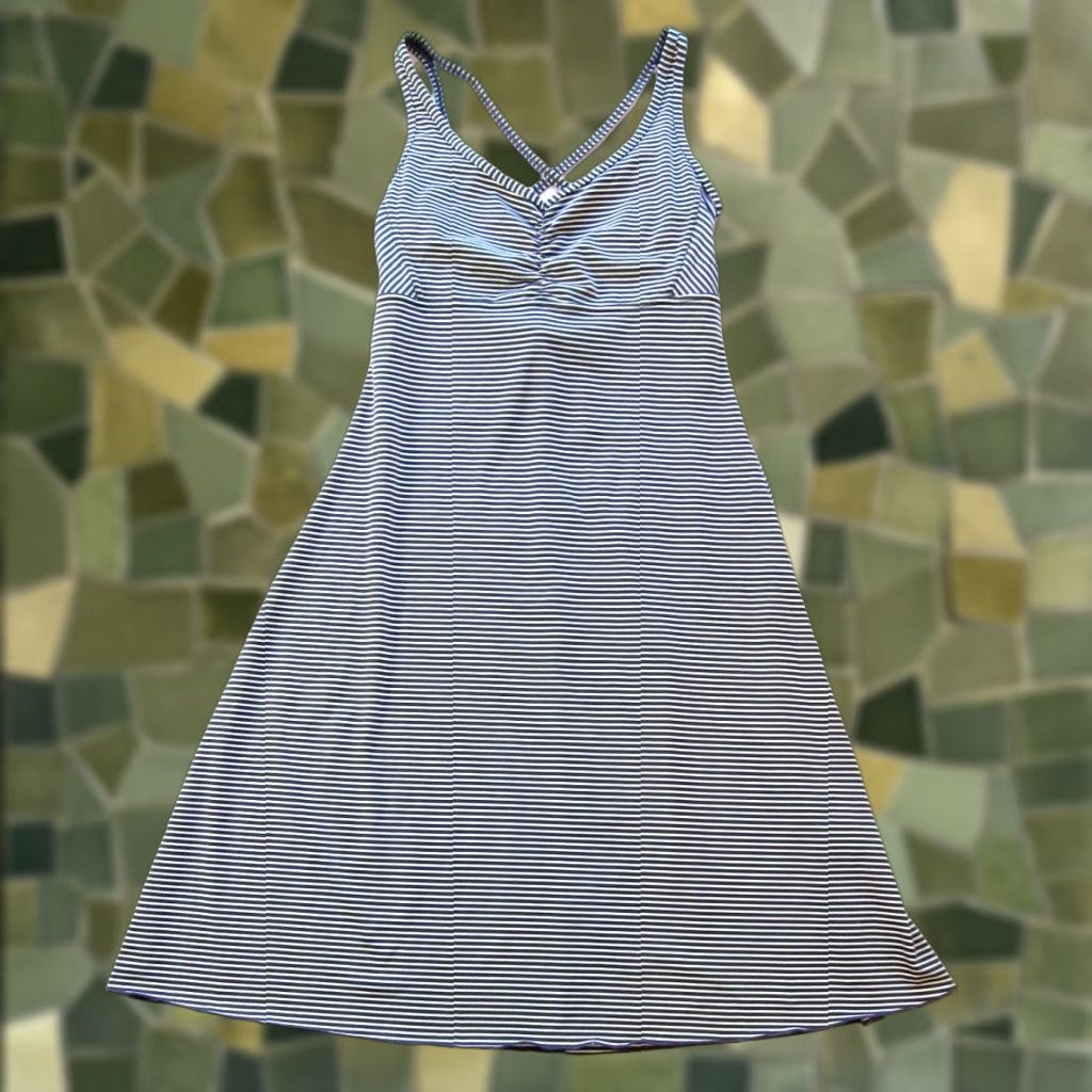 Prana VINTAGE PrAna Grey White Stripe Stretch Built In Bra Active Tank Slip Dress Small Size S / US 4 / IT 40 - 1 Thumbnail