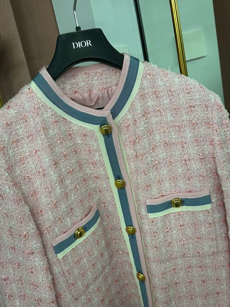 Gucci Gucci Pink braided gold buckle four-pocket jacket Size XS / US 0-2 / IT 36-38 - 2 Thumbnail