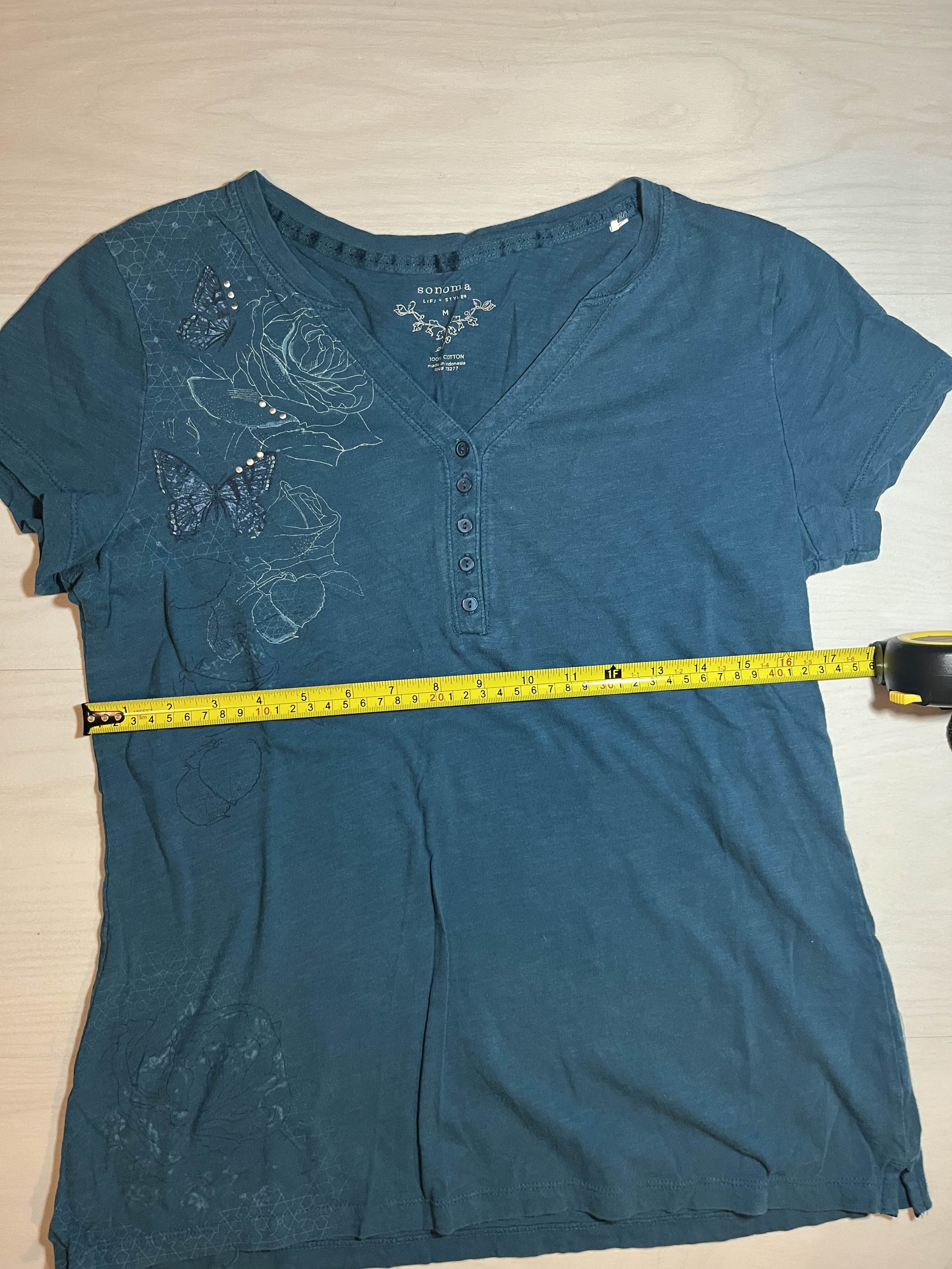 Sonoma Y2K Blue Womens Butterfly and Roses Graphic Shirt Size M / US 6-8 / IT 42-44 - 5 Thumbnail