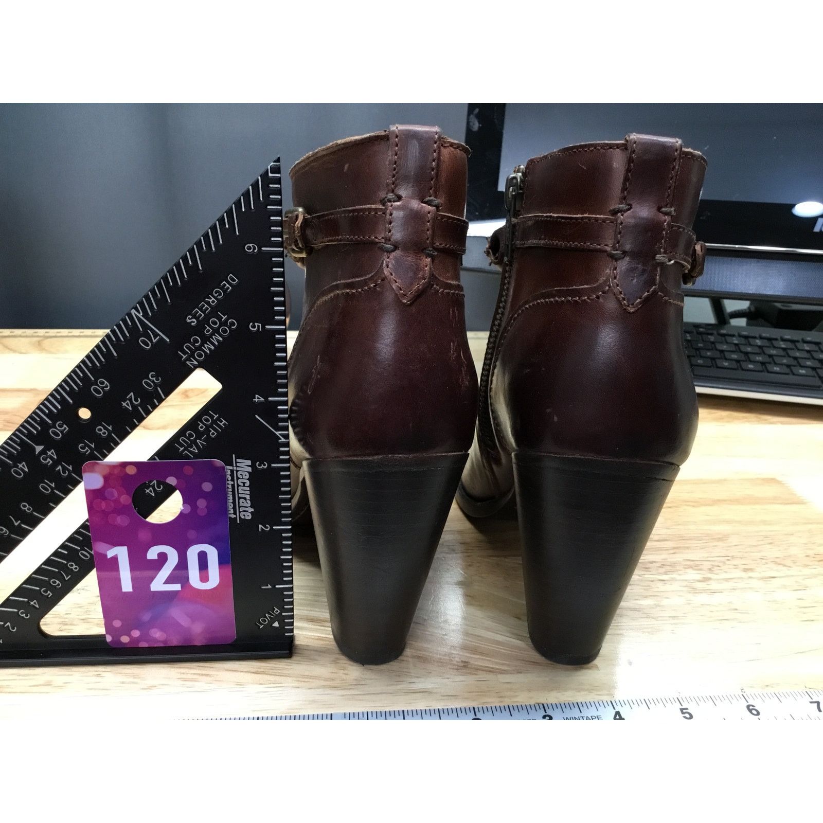 Frye Frye Jenny Seam Bootie Boots Women's Brown Leather Buckle 9 Size US 9 / IT 39 - 3 Thumbnail