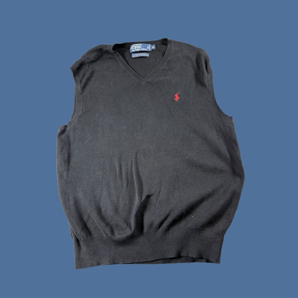Polo Ralph Lauren Polo Ralph Lauren Black Sweater Vest Medium Mens Preppy Old Money Dark Academia Size US M / EU 48-50 / 2 - 1 Thumbnail