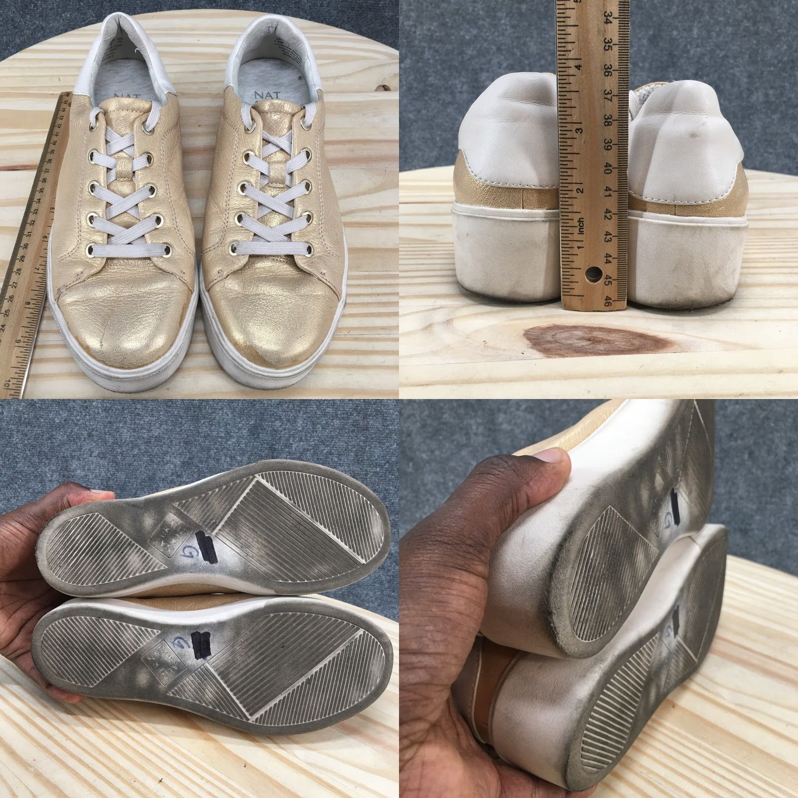 Naturalizer Naturalizer Womens 7.5 W Wide Morrison 2.0 Casual Sneakers Gold Leather Low Top Size M / US 6-8 / IT 42-44 - 8 Thumbnail