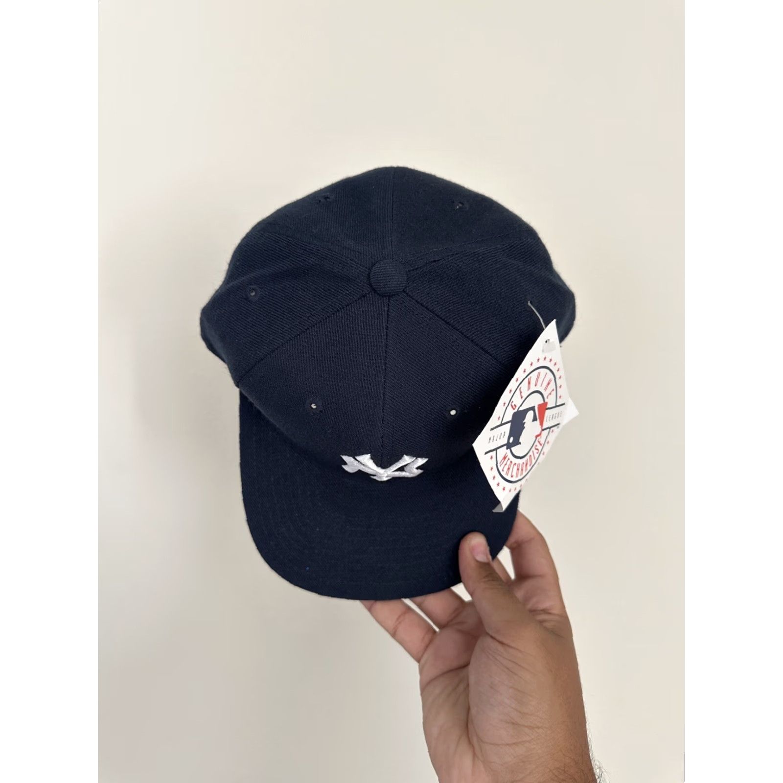 Drew VINTAGE Drew Pearson NY Yankees Fitted Hat - 7 1/8 - Navy Blue - Wool - NEW WITH TAGS - Baseball Cap - Men Size ONE SIZE - 5 Thumbnail