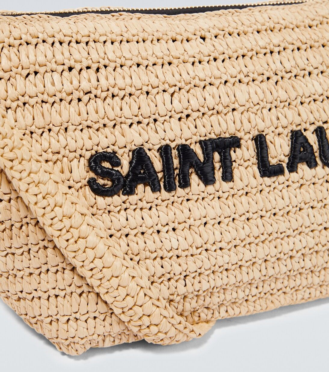 Saint Laurent Paris Saint Laurent Raffia Crossbody Shoulder Bag in Neutral Size ONE SIZE - 3 Thumbnail