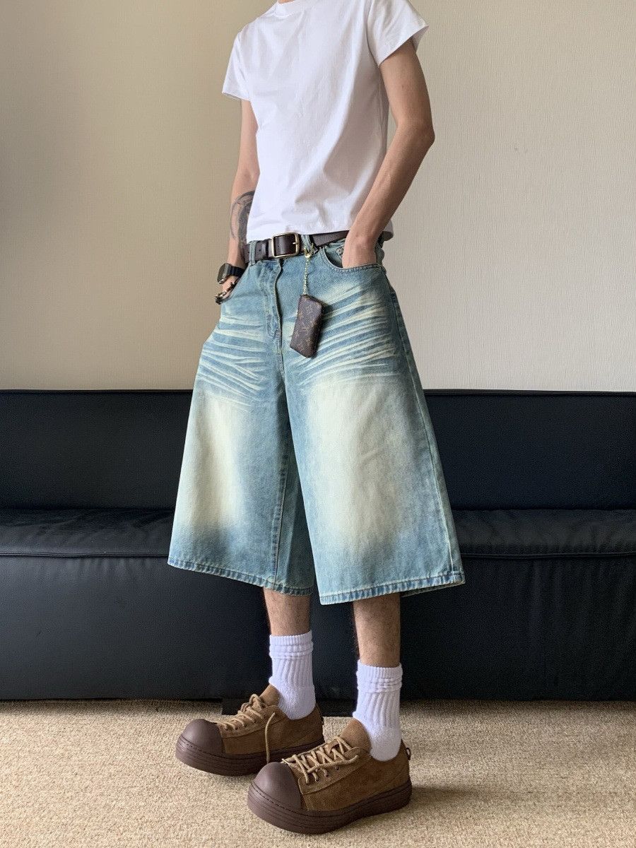Vintage American Vintage Distressed Denim Shorts — Washed Blue Size US 32 / EU 48 - 3 Thumbnail