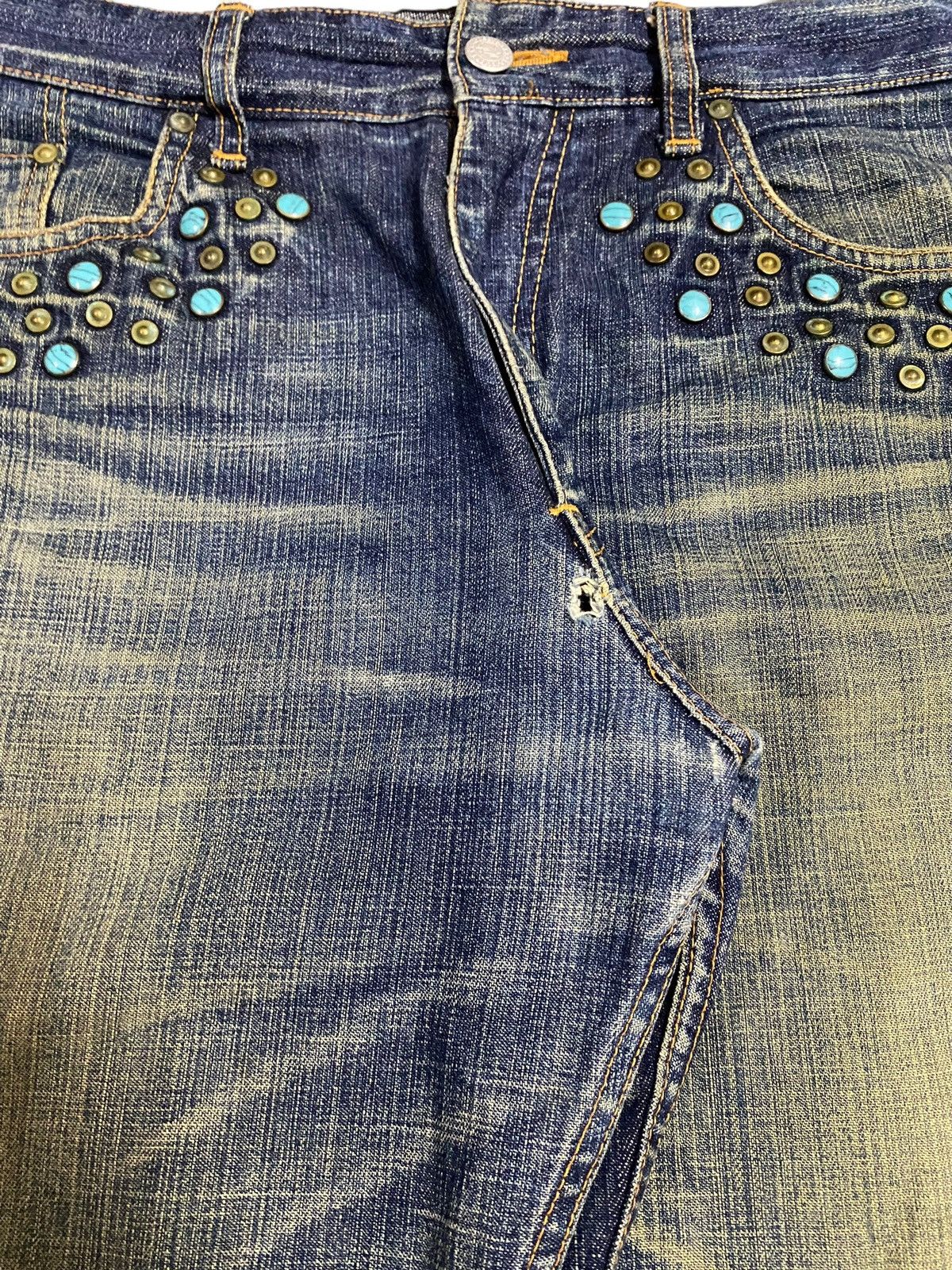 Japanese Brand Vintage Project SRS Rhinestone Avant Garde Style Jeans Size US 34 / EU 50 - 12 Thumbnail
