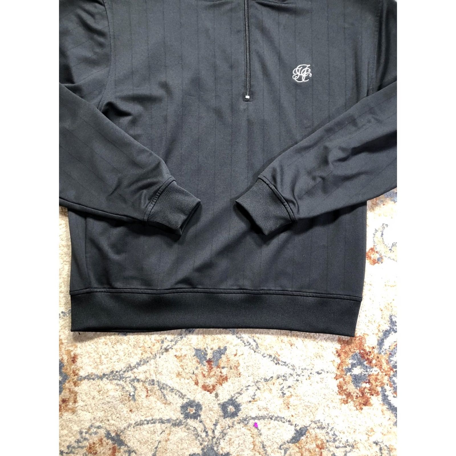 Footjoy FootJoy Pullover Mens XL Black 1/4 Zip Long Sleeve Mock Neck Golf Top Striped Pattern Adult Mens Size US XL / EU 56 / 4 - 5 Thumbnail