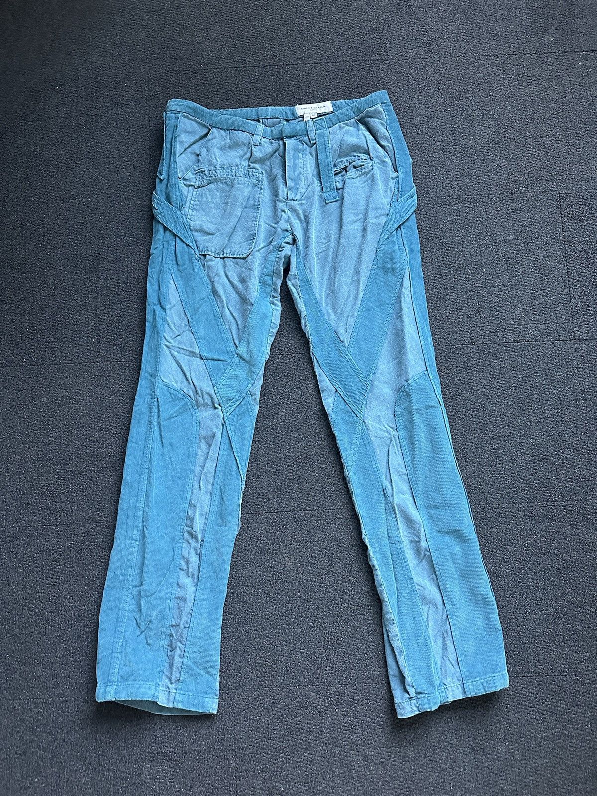 Balenciaga Balenciaga – S/S 2002 Teal Corduroy Panel Cargo Pants Size 28" / US 6 / IT 42 - 1 Thumbnail
