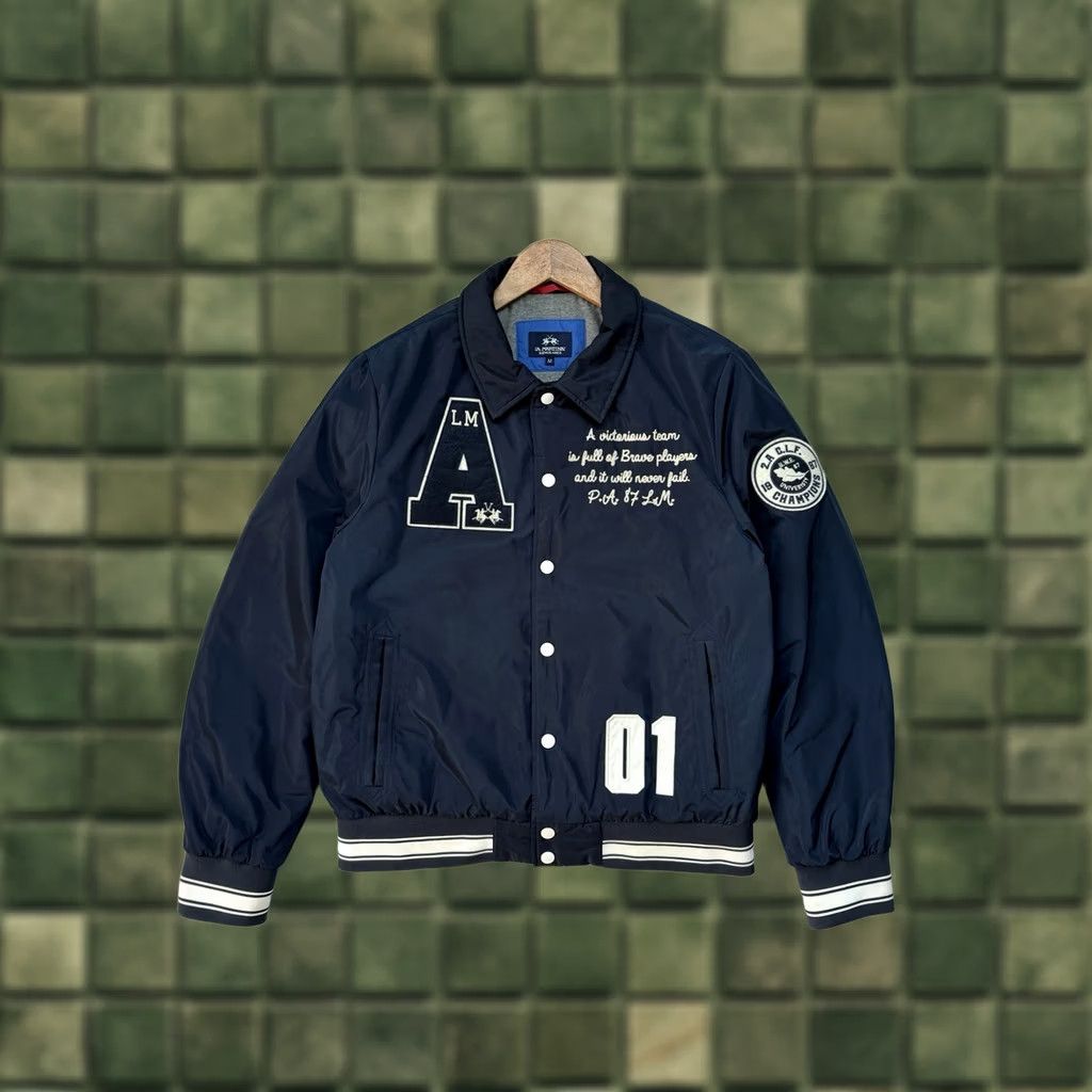 La Martina VINTAGE La Martina Racing Bomber Jacket Men’s Size M Blue Britain Flag 01 Champion Mens Size US M / EU 48-50 / 2 - 1 Thumbnail