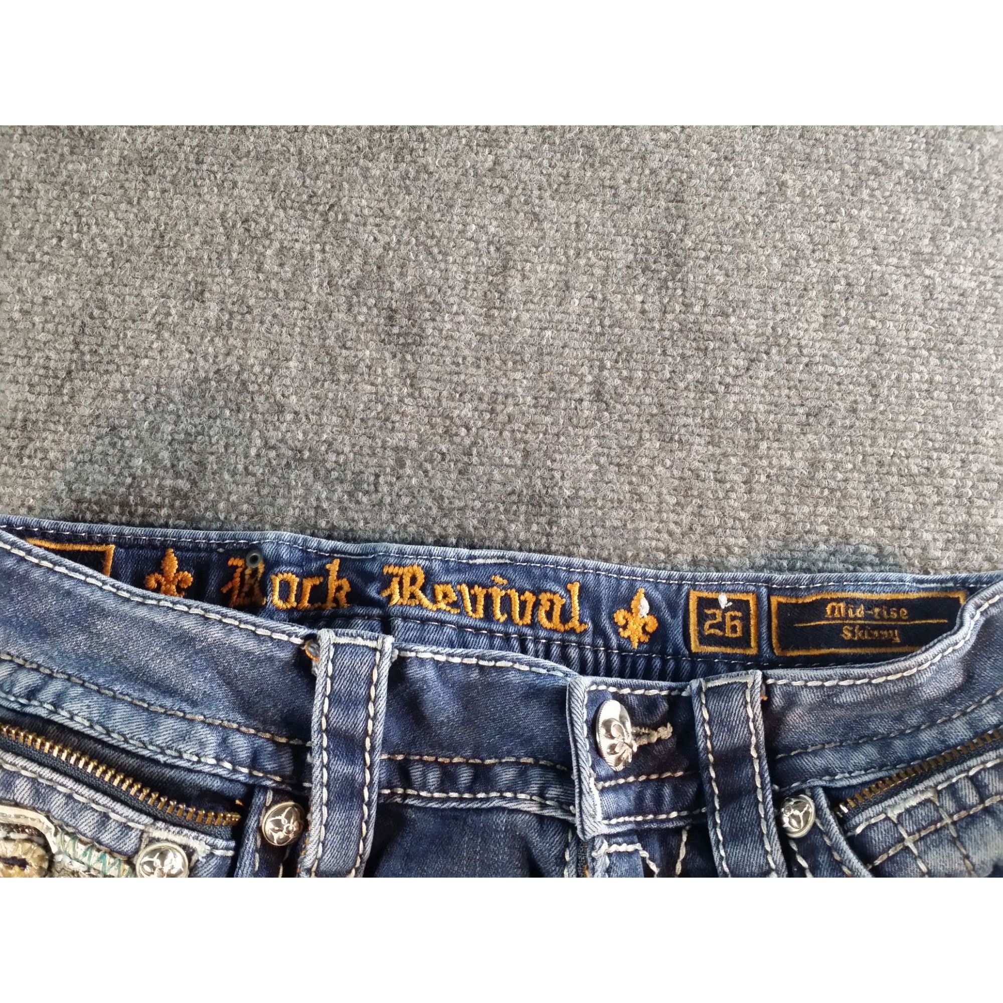 Rock Revival Rock Revival Tia Mid Rise Skinny Jeans Women Sz 26 Rhineston Size 26" / US 2 / IT 38 - 6 Thumbnail