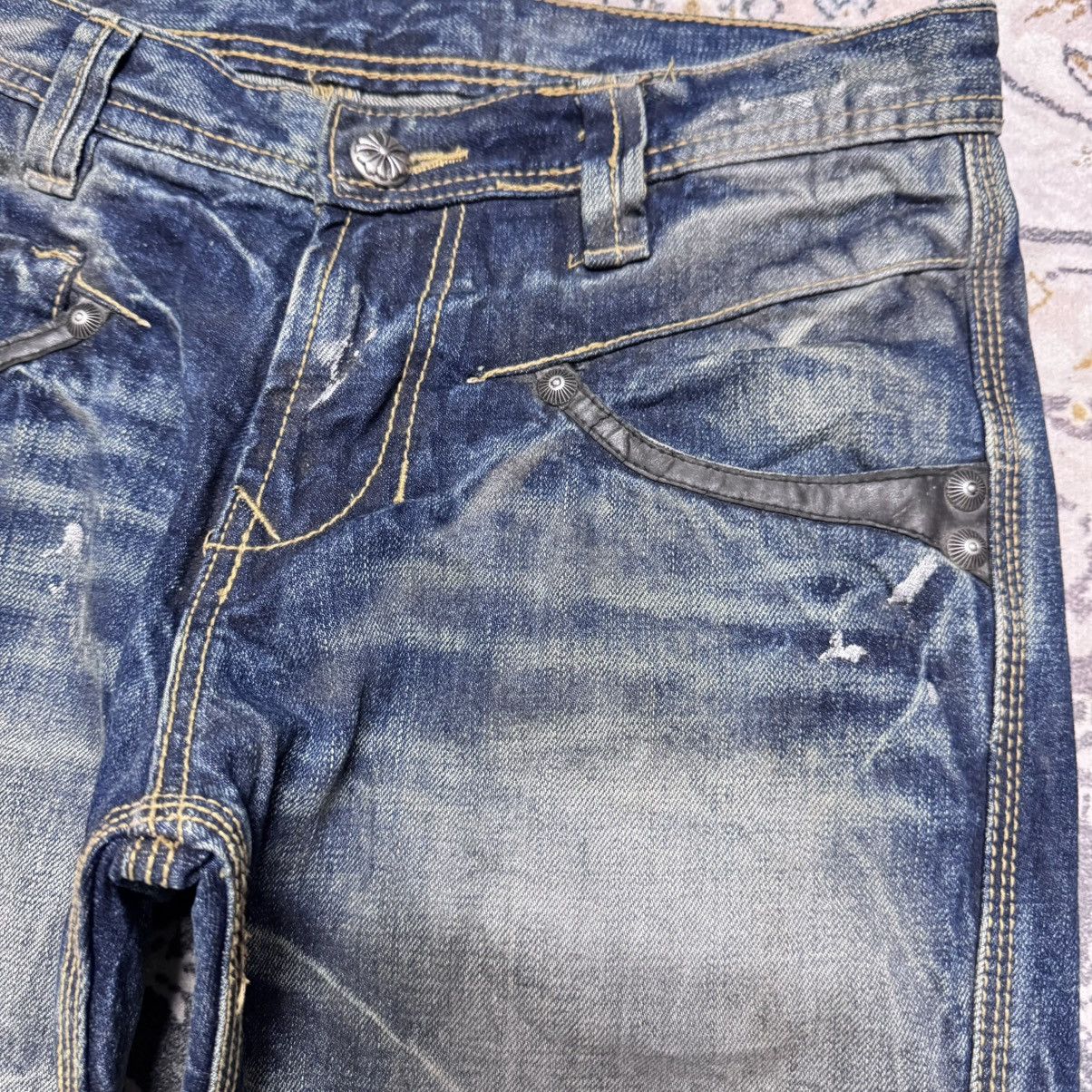 Japanese Brand ARMY OF NO Leather Trimm Denim Painter Jeans Studded Size US 30 / EU 46 - 5 Thumbnail