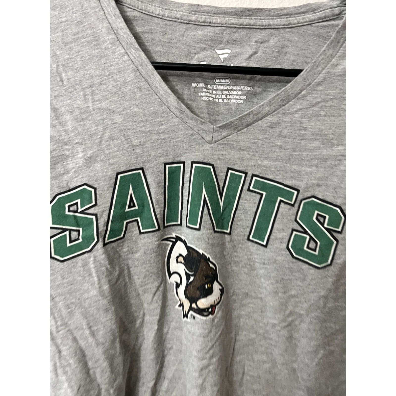 Vintage Fanatics T-Shirt Womens Medium V-Neck LONG SLEEVE Sienna Saints Gray ID: Fanatics Sienna Saints LONG SLEEVE V Neck T SHIRT WOMENS Medium V-NECK GRAY Size M / US 6-8 / IT 42-44 - 4 Thumbnail