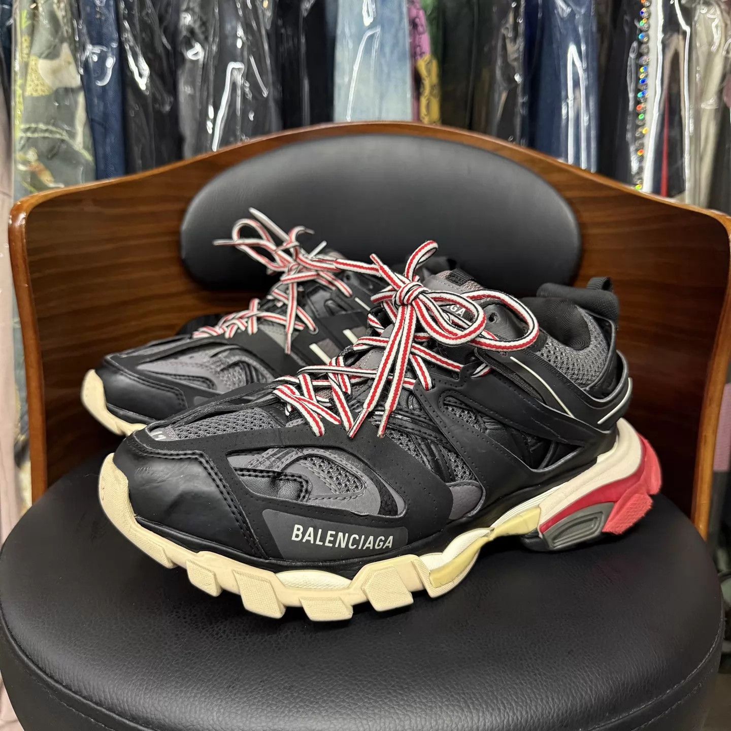 Balenciaga Balenciaga Track 41 Black Red Distressed Original Box Size US 8 / EU 41 - 1 Thumbnail