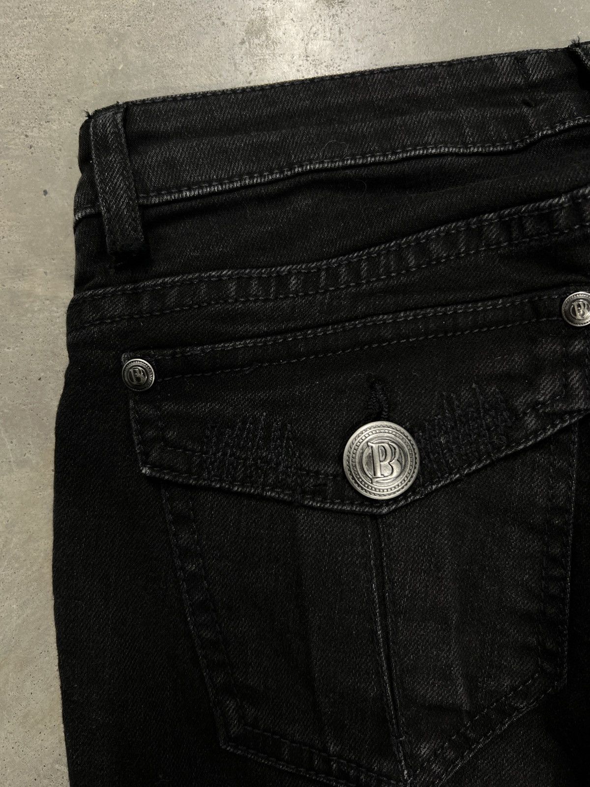 Balmain Women’s Balmain Bike Jeans Black Washed Distressed Pants Size 24" / US 00 / IT 34 - 7 Thumbnail