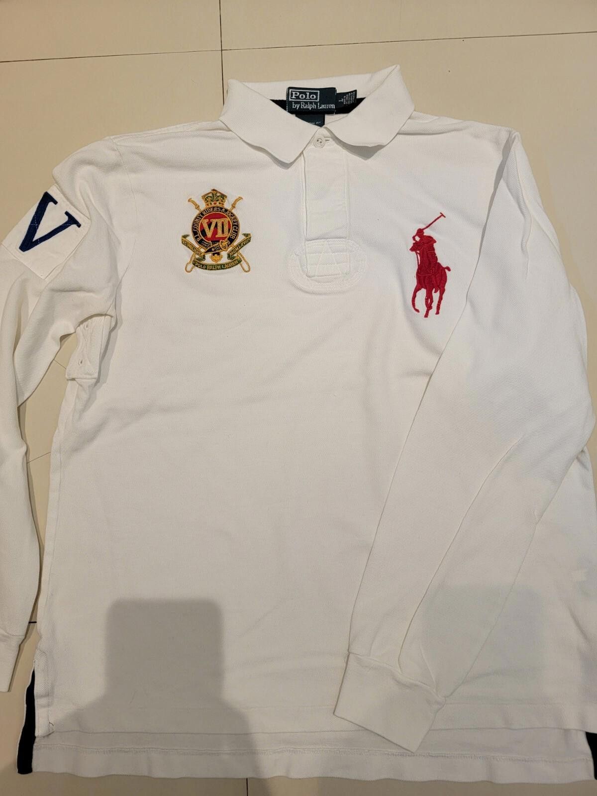 Polo Ralph Lauren Polo Ralph Lauren Mens Large White Big Pony Crest Custom Fit Size US L / EU 52-54 / 3 - 1 Thumbnail