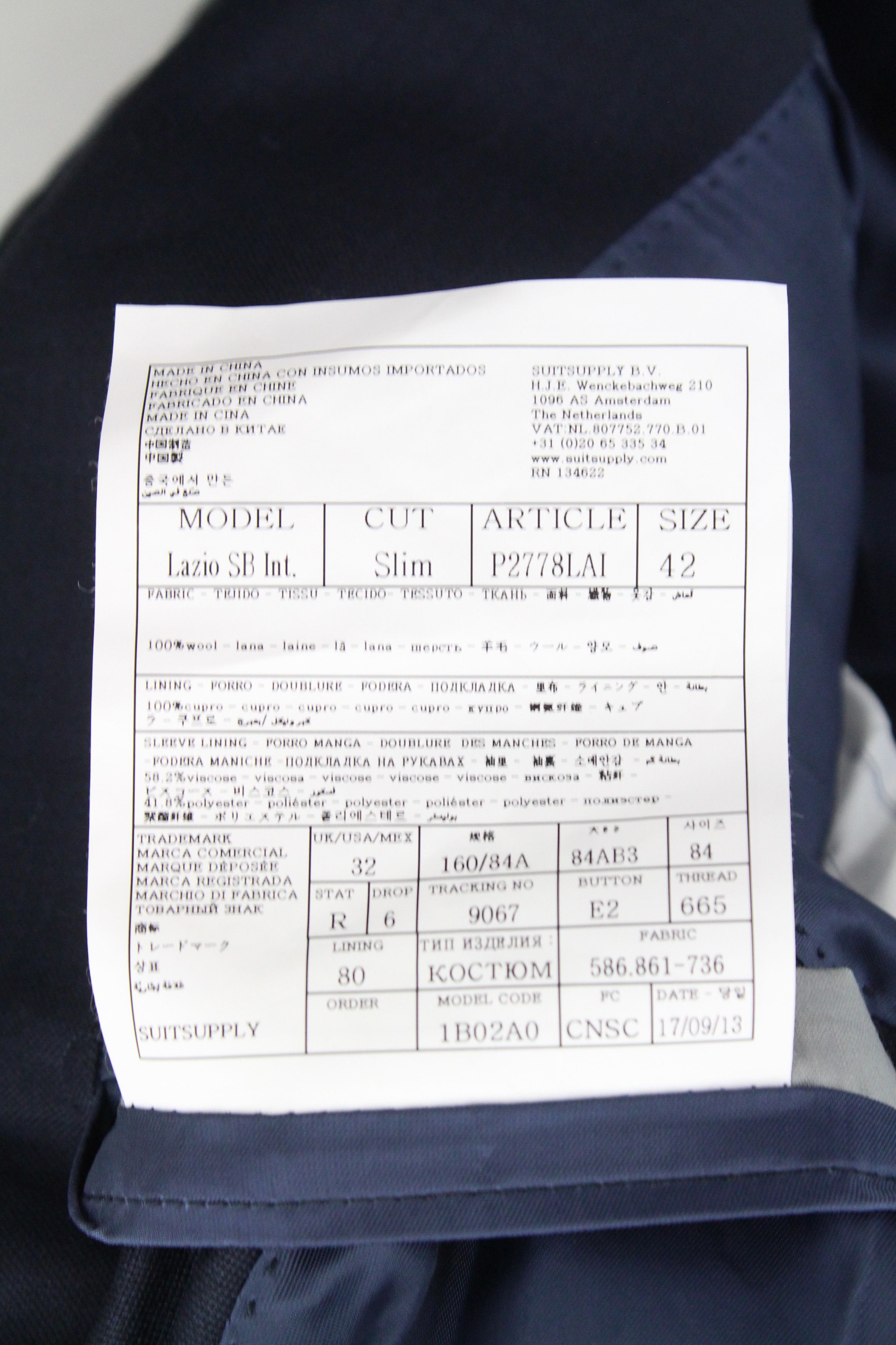 Suitsupply LAZIO UK32R Dark Blue Wool 2 Piece Suit 66691 Size 34S - 8 Thumbnail