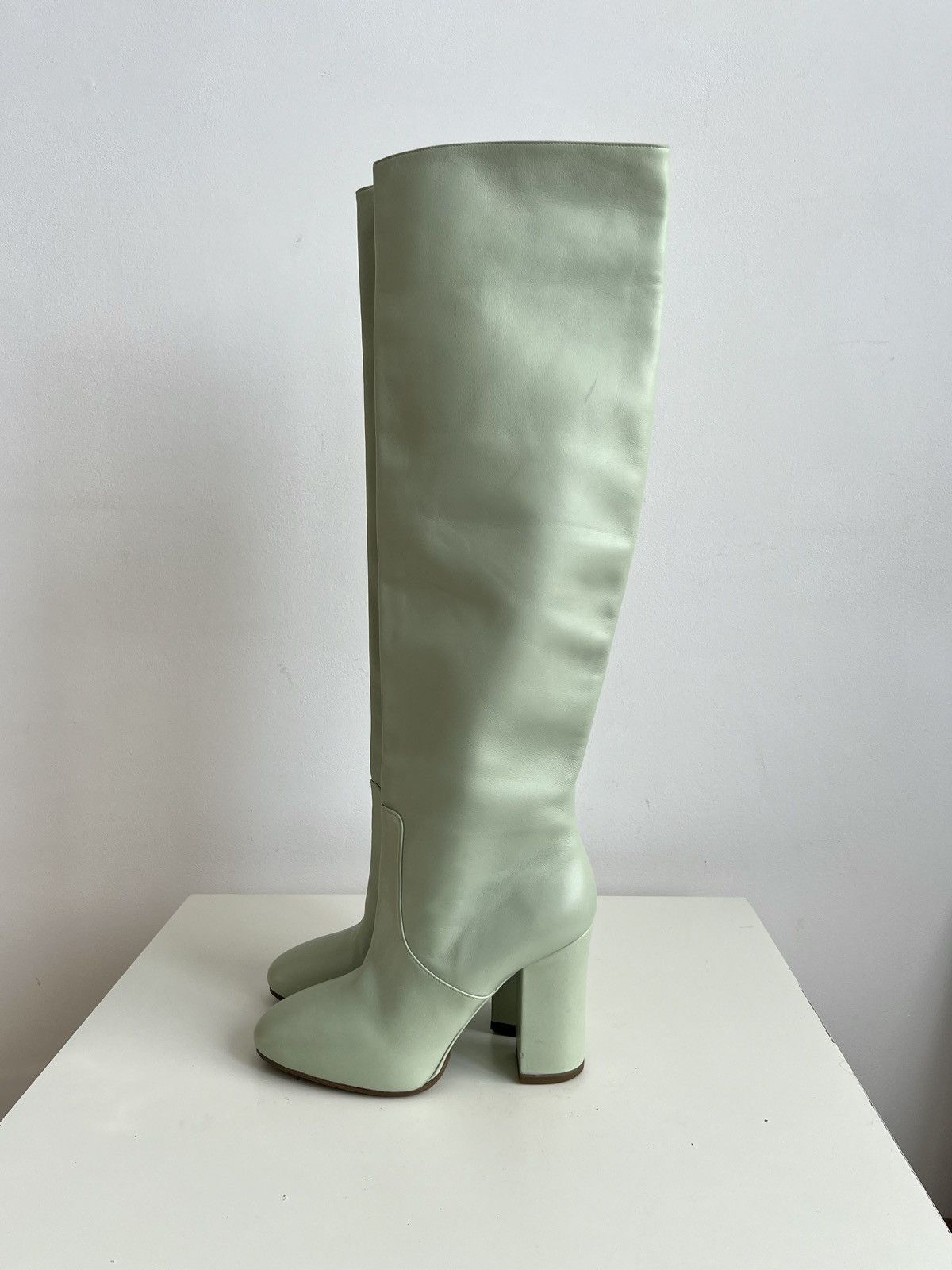 Dries Van Noten 🔥F/W20 Dries Van Noten Knee High Mint Calf Leather Boots Size US 9 / IT 39 - 8 Thumbnail