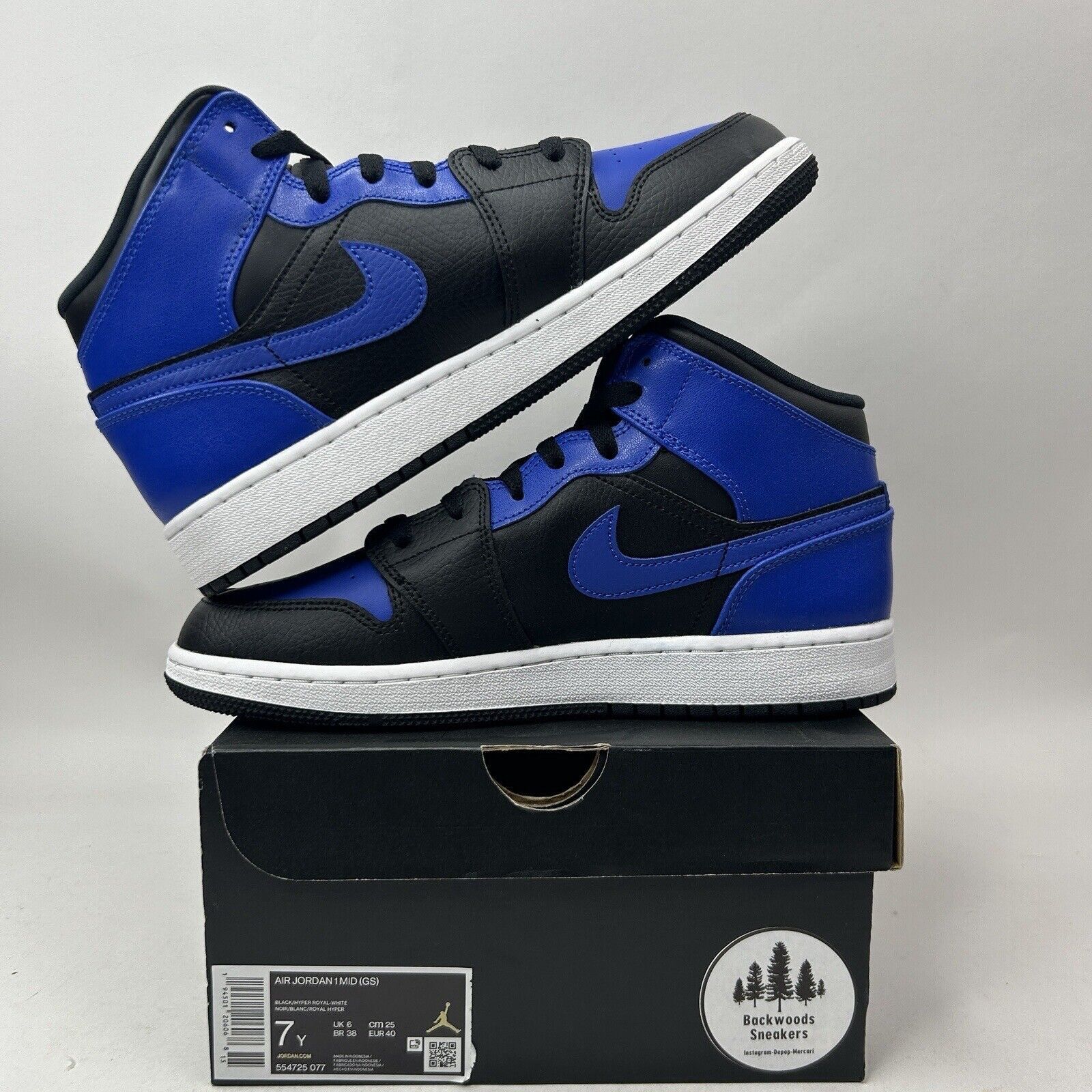 Nike Nike Shoes Air Jordan 1 Mid Retro GS “Hyper Royal” 2023 Size US 8.5 / EU 41-42 - 3 Thumbnail