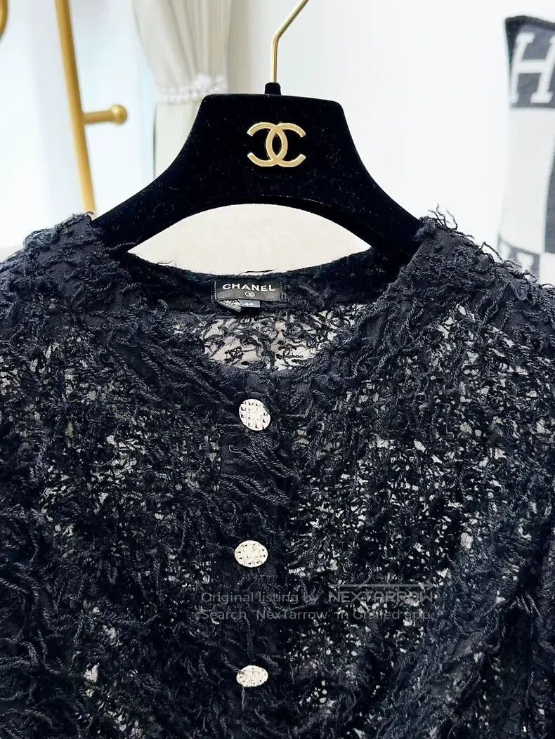 Chanel Chanel 22A black tassel diamond button long-sleeved jacket Size S / US 4 / IT 40 - 4 Thumbnail