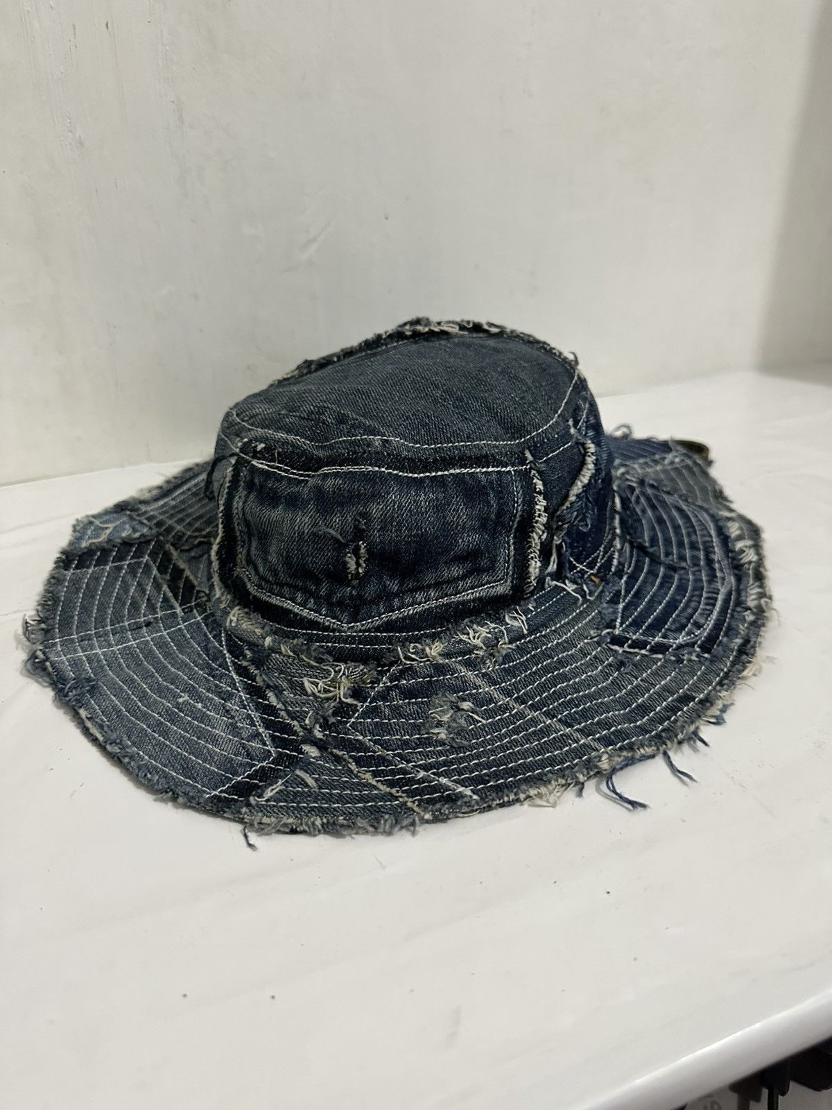 Art Comes First Beautifull Custom Made Patchwork Denim Bucket Hats Size ONE SIZE - 12 Thumbnail