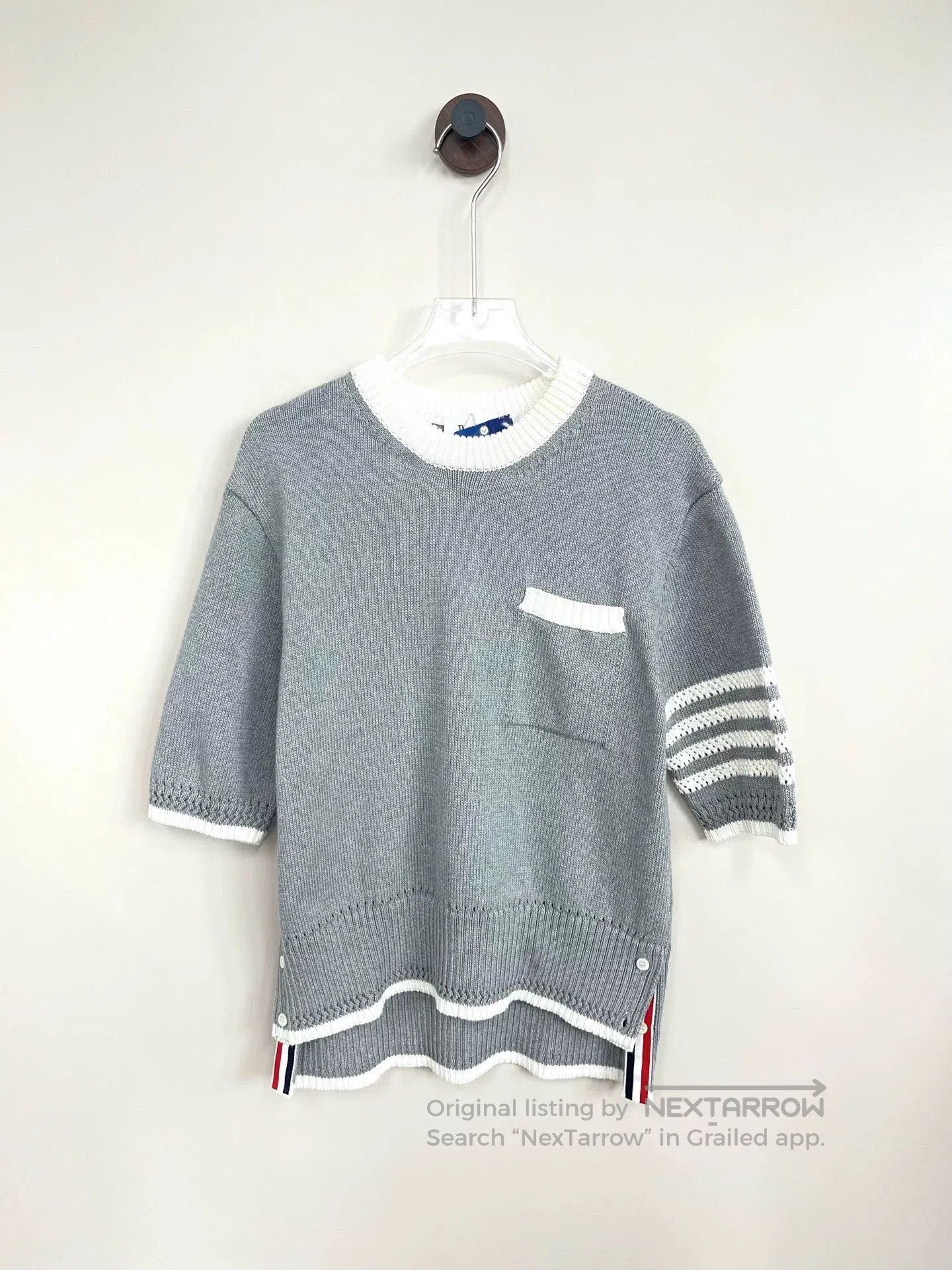 Thom Browne Thom Browne Gray Striped Knit Short Sleeve. Size US XS / EU 42 / 0 - 1 Thumbnail