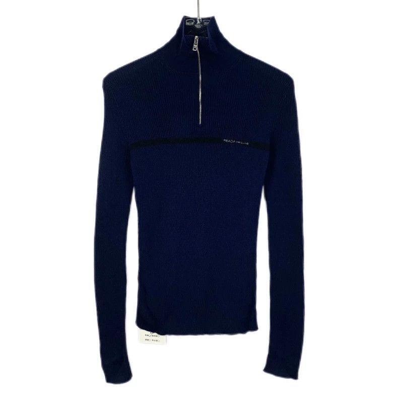 Prada Prada Size 36 Dark blue sheep wool semi-zipper knitted unde Size US XXS / EU 40 - 1 Thumbnail