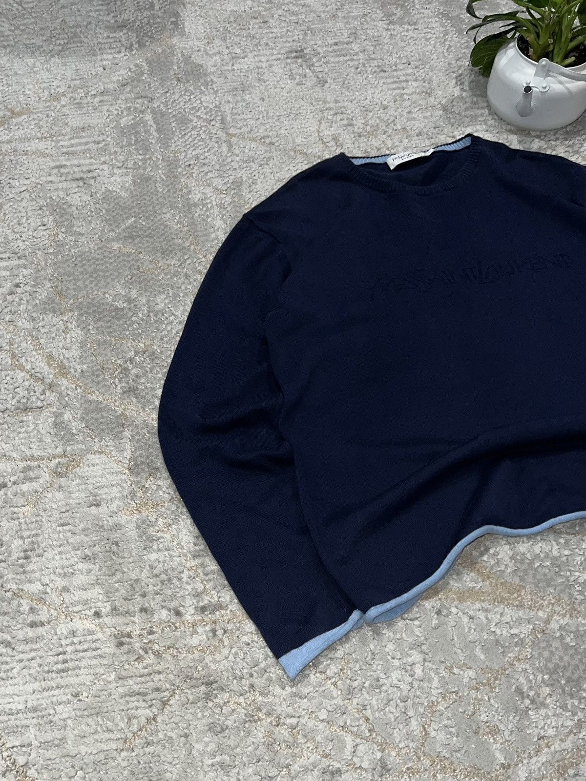 Vintage × Yves Saint Laurent YVES SAINT LAURENT BIG LOGO VINTAGE 90S KNIT SWEATER Size US L / EU 52-54 / 3 - 3 Thumbnail