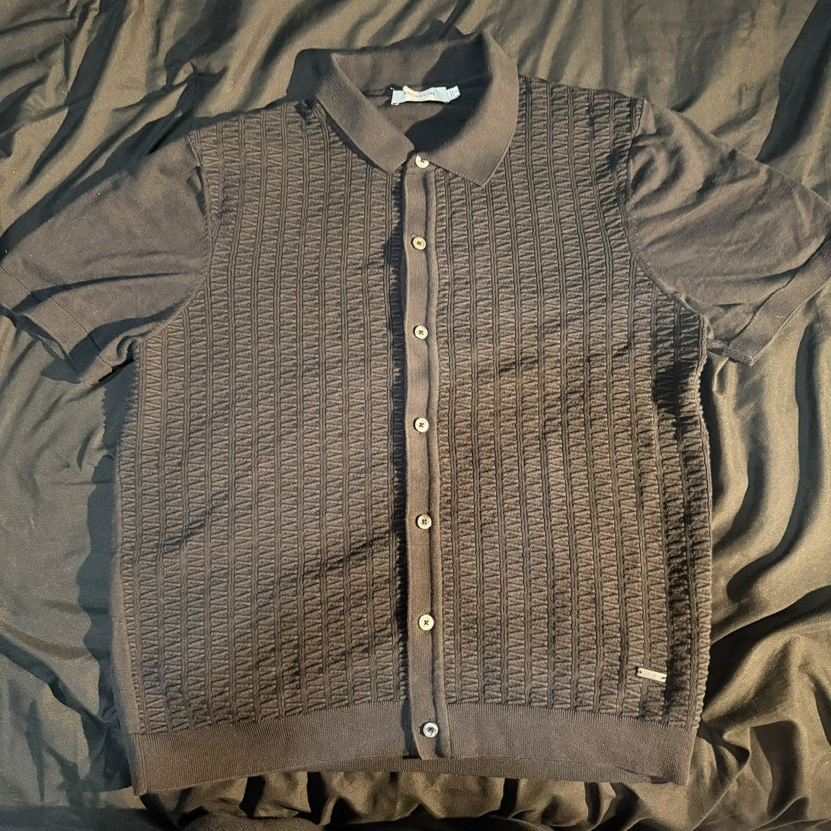 BUGATCHI Bugatchi full button up short sleeve polo sweater Size US L / EU 52-54 / 3 - 1 Thumbnail