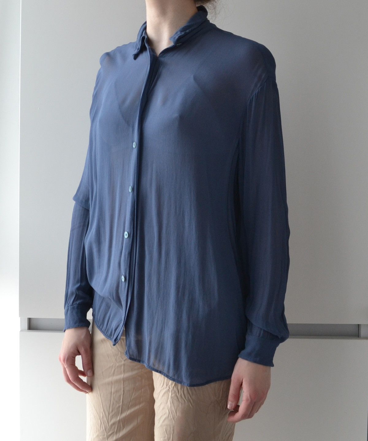 Acne Studios 🔴 Acne Studios Shirt Button Up Long Sleeve Silk A/W'11 Blue Size S / US 4 / IT 40 - 2 Thumbnail