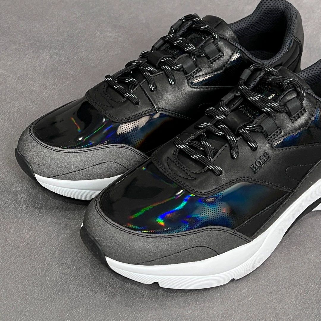 Hugo Boss HUGO BOSS Black Leather Paneled Thick Sole Sneakers Size US 7 / EU 40 - 4 Thumbnail