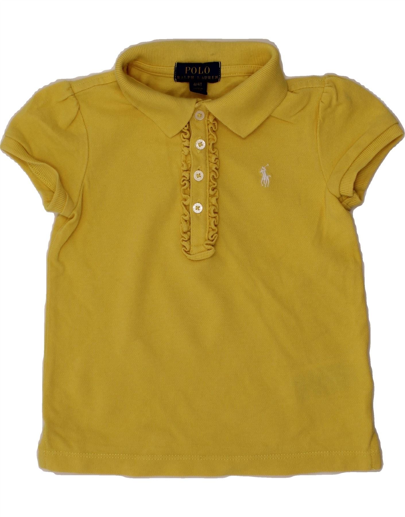 Polo Ralph Lauren Girls Polo Shirt 3-4 Years Yellow Cotton Size XXS / US 00 / IT 34 - 1 Thumbnail